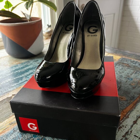 Guess Black Patent Leather Stiletto Platform, Size 7 - Picture 1 of 8